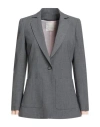 King Kong Woman Blazer Grey Size 8 Polyester, Viscose, Elastane In Gray