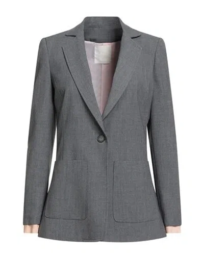 King Kong Woman Blazer Grey Size 8 Polyester, Viscose, Elastane In Gray