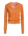 King Kong Woman Cardigan Mandarin Size M Viscose, Metallic Fiber, Polyamide In Orange