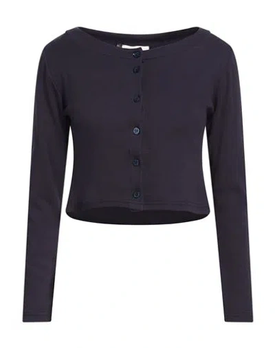 King Kong Woman Cardigan Navy Size M Cotton, Elastane In Blue