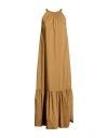King Kong Woman Maxi Dress Camel Size M Cotton, Polyamide, Elastane In Brown