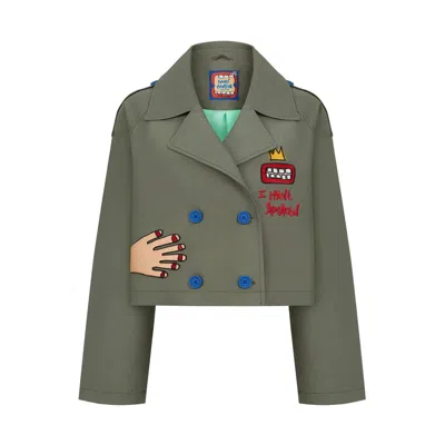 King Naked Women's Green Vox Veil Short Trenchcoat