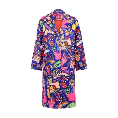 King Naked Women's No Rush Oversized Unisex Coat In Blue/orange