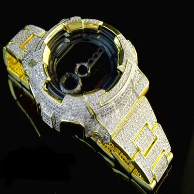 Pre-owned King Of Jewelz Authentic G-shock Shock Custom Men's Simulated White Diamond Watch Gd-100