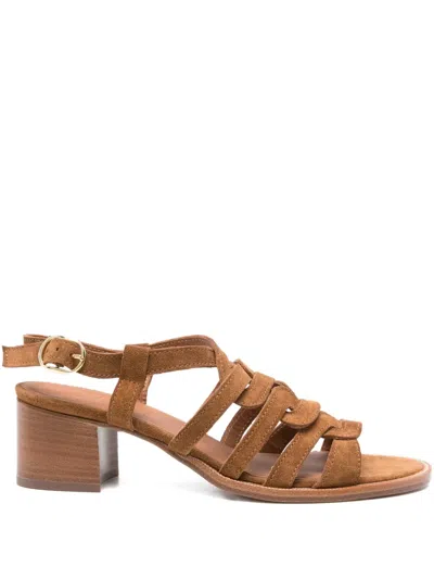 King Tartufoli 60mm Suede Block-heel Sandals In Brown