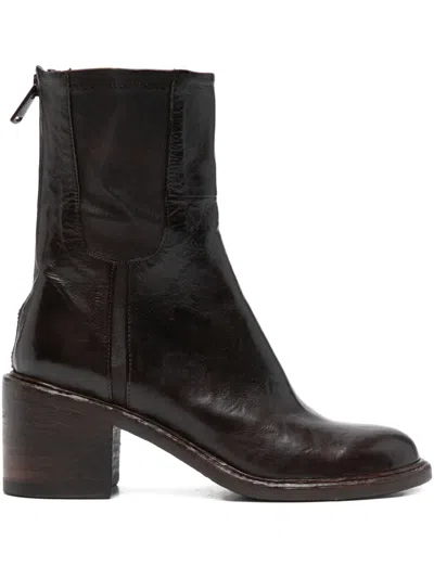 King Tartufoli Shoes 60mm Block-heel Zip-fastening Boots In Brown