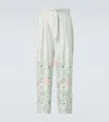 King & Tuckfield Grant Floral Wide-leg Pants In Sage/coral Floral Border