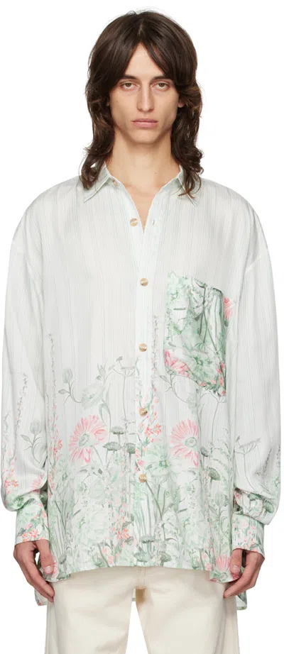 King & Tuckfield Green Pocket Oversized Shirt In Sage/coral Floral