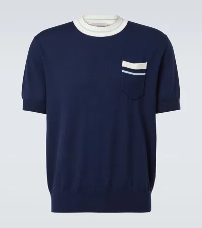 King & Tuckfield Knitted Wool T-shirt In Blue