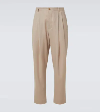 King & Tuckfield Pleated Wool Tapered Pants In Grey