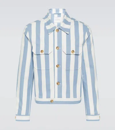 King & Tuckfield Striped Cotton Jacket In White