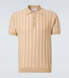 King & Tuckfield Brown Textured Stripe Polo In Beige