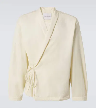 King & Tuckfield Off-white Wrap Tie Shirt In Vanilla