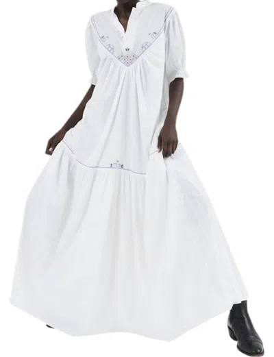 Kinga Csilla Bowie Embroidered Maxi Dress In White