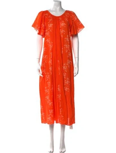 Pre-owned Kinga Csilla Printed Long Dress In Orange