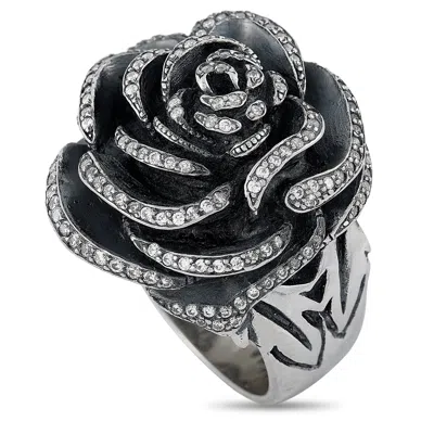 King Baby Silver And White Cubic Zirconia Rose Ring In Multi