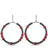 Shop King Baby Silver Hematite And Czech Glass Bead Hoop Earrings In Multi