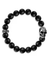 King Baby Studio Black Onyx Bead Bracelet With Day Of The Dead Skull In Black