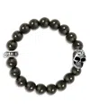 King Baby Studio Blue Tiger Eye Bead Bracelet With Day Of The Dead Skull In Blue