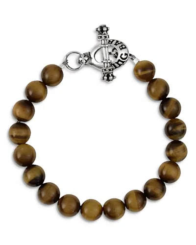 King Baby Studio Men's Tiger's Eye Beaded Bracelet In Brown