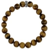 King Baby Studio 10mm Brown Tiger Eye Beaded Bracelet With Logo Ring In Brown