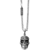 King Baby Studio Carved Baroque Skull Pendant On Curb Link Chain In Silver