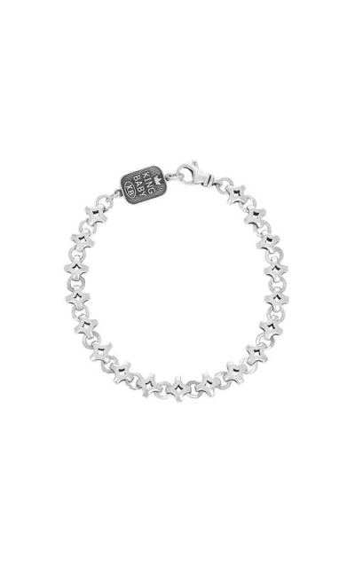 King Baby Studio Small Diamond Link Bracelet In Silver