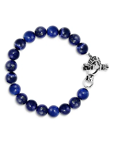 King Baby Studio Lapis Bead Bracelet In Blue/silver
