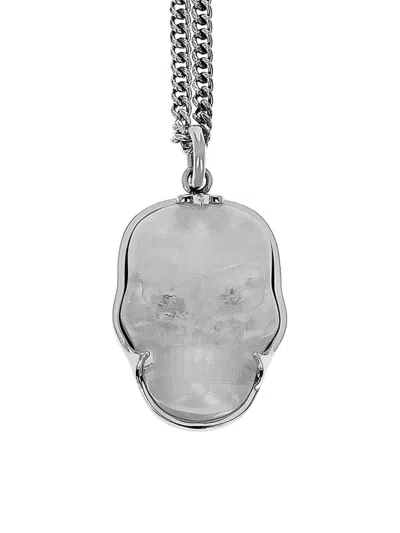 King Baby Studio Men's Sterling Silver & Quartz Skull Pendant Necklace In Metallic
