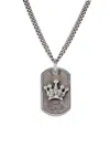 KING BABY STUDIO MEN'S STERLING SILVER CROWN DOG TAG PENDANT NECKLACE