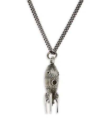 King Baby Studio Men's Sterling Silver Rocket Pendant Necklace In Metallic