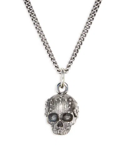 King Baby Studio Men's Sterling Silver Skull Pendant Necklace