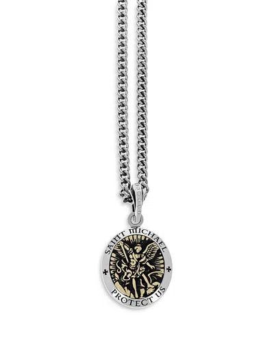 King Baby Studio Saint Michael Pendant Necklace, 24 In Gold/silver
