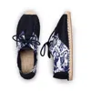 Kingdom Of Wow Blue / White Handmade Vegan Lace Up Men's Espadrille Sneakers In Blue Tribal In Blue/white