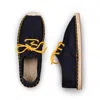 Kingdom Of Wow Blue / Yellow / Orange Handmade Vegan Lace Up Men's Espadrille Sneakers In Navy Blue In Blue/yellow/orange