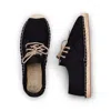 Kingdom Of Wow Handmade Vegan Lace Up Men's Black Espadrille Sneakers In Black