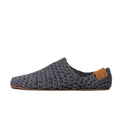Kingdom Of Wow Men's Grey Light Handmade Wool Slippers In Gray