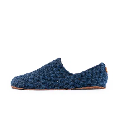 Kingdom Of Wow Men's Handmade Bamboo Wool Slippers In Midnight Blue