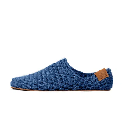 Kingdom Of Wow Men's Light Handmade Wool Slippers In Blue