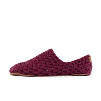 Kingdom Of Wow Women's Handmade Barefoot Bamboo Wool Slipper Socks In Mulberry Red