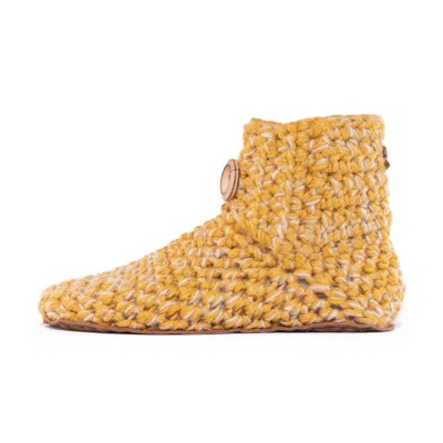 Kingdom Of Wow Women's Yellow / Orange Barefoot Bamboo Wool Bootie Slipper Socks In Butterscotch Yellow In Yellow/orange