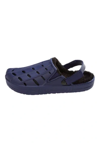 Kingsize Fur-lined Rubber Clogs In Blue