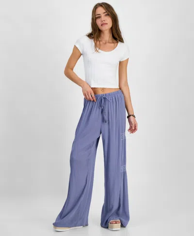 Kingston Grey Juniors' High-rise Wide-leg Pants In Peri