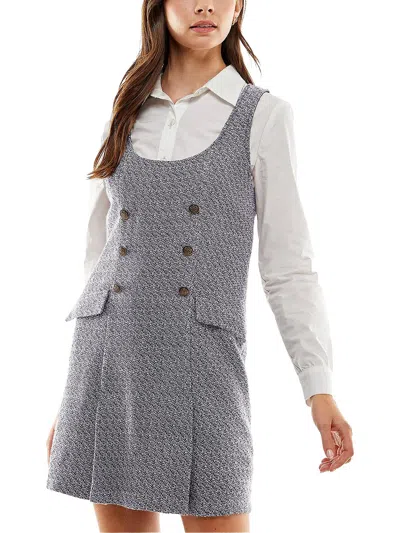Kingston Grey Juniors Womens Collar Pocket Two Piece Dress In Grey
