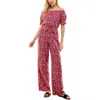 Kingston Grey Juniors Womens Floral Off-the-shoulder Jumpsuit In Multi