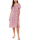 KINGSTON GREY JUNIORS WOMENS FLORAL PRINT CUT-OUT BACK MIDI DRESS