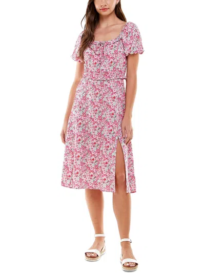 Kingston Grey Juniors Womens Floral Print Cut-out Back Midi Dress In Multi