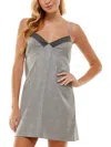 KINGSTON GREY JUNIORS WOMENS HOUNDSTOOTH LACE TRIM MINI DRESS