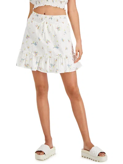 Kingston Grey Juniors Womens Short Floral Print Mini Skirt In Blue