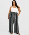 Kingston Grey Trendy Plus Size Pull-on Wide-leg Pants In Multi